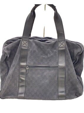 Gucci GG Denim Duffle Bag black tonal GG black leather